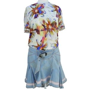 Just Cavalli Blue Denim High-Low Skirt